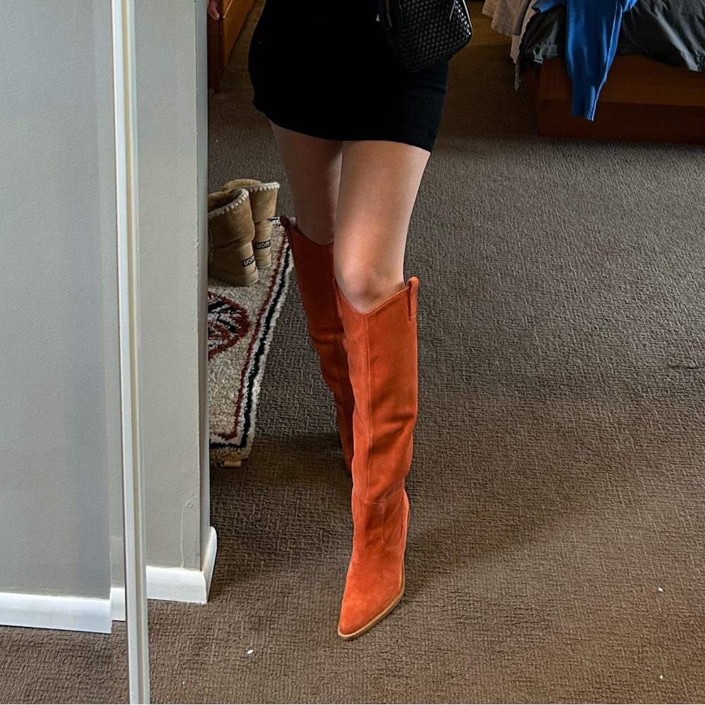 NEW Bronx Orange Suede Knee High Boots